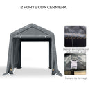 Tenda Garage 240x200x202 cm per Veicoli e Biciclette in Metallo e Tessuto PE Grigio Scuro  