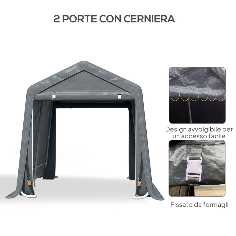 Tenda Garage 240x200x202 cm per Veicoli e Biciclette in Metallo e Tessuto PE Grigio Scuro  