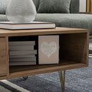 Tavolino da Caffè 95x62x36,5 cm in Truciolato e Metallo Oro e Legno Naturale