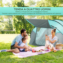 Tenda da Campeggio 3 Persone a Cupola Pop-Up Automatica a Igloo 286x209x122 cm in Poliestere Azzurro