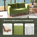 Divano 2 Posti Stile Classico Trapuntato a Bottoni 172x75x82 cm in Velluto Verde 