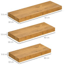 Set 3 Mensole 30/40/50x18x3,6 cm in Legno di Pino  Marrone