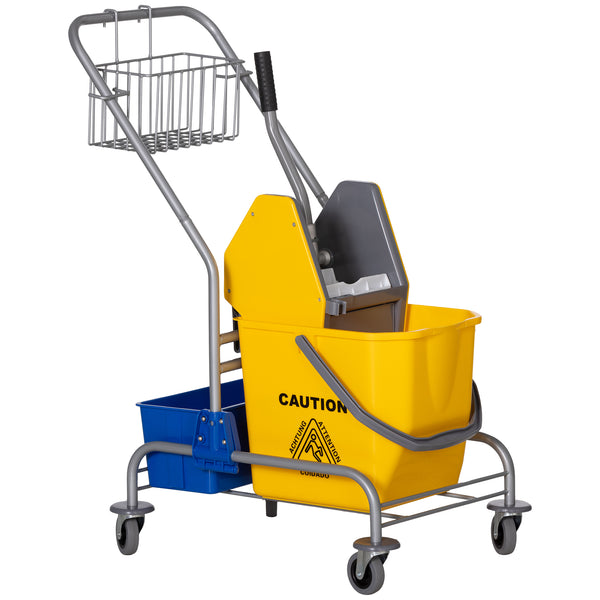 Carrello Pulizie Professionale con Strizzatore Secchio 25L e Ripiano Blu e Giallo prezzo