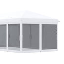 Gazebo da Giardino Pieghevole 585x295x270 cm con 6 Tende Zanzariere in Acciaio Bianco Crema