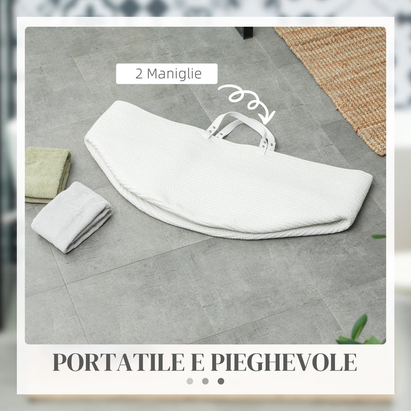 Cesto Portabiancheria Pieghevole con Manici 88L Ø56x35.5 cm in Cotone Naturale Bianco Crema 