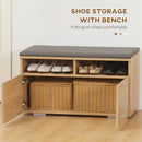 Mobile per Ingresso Scarpiera Appendiabiti e Specchio in Truciolato  Naturale