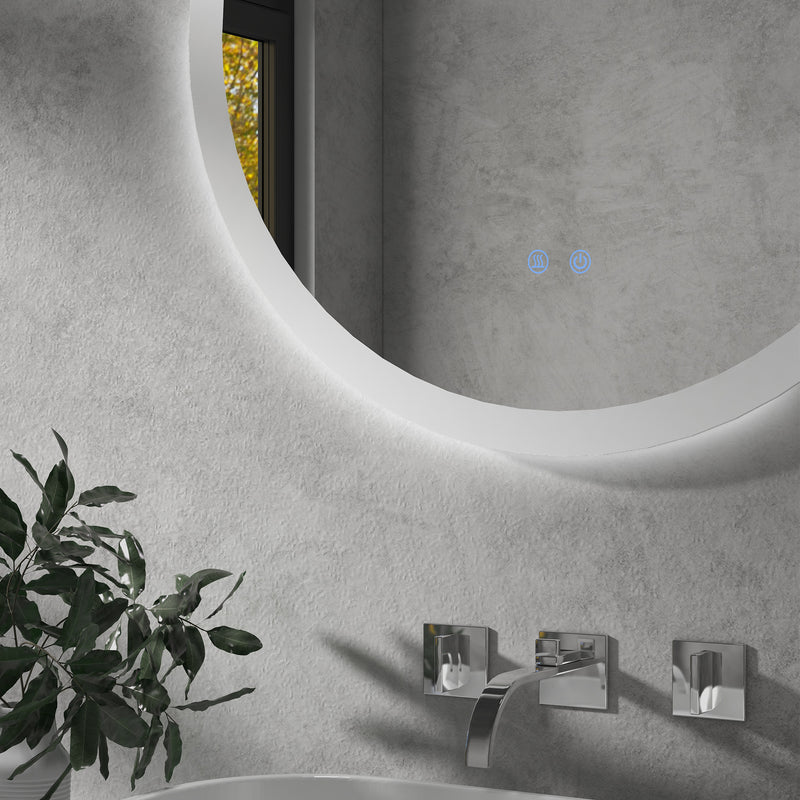 Specchio Bagno con Luci LED 3 Tonalità Ø60 cm Controllo Touch e Design Antiappannamento   