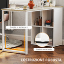 Scrivania Design Compatto 4 Ripiani a Giorno 120x54x75 cm in Legno e Acciaio Bianco e Rovere 