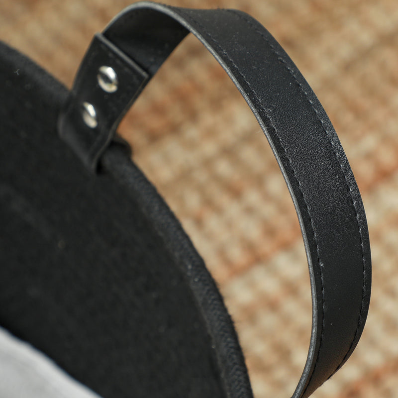 Cesto Portabiancheria Pieghevole con Manici 88L Ø56x35.5 cm in Cotone Naturale Nero 