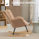 Poltrona a Dondolo Imbottita Rivestimento Bouclé 71x98x101 cm Marrone  