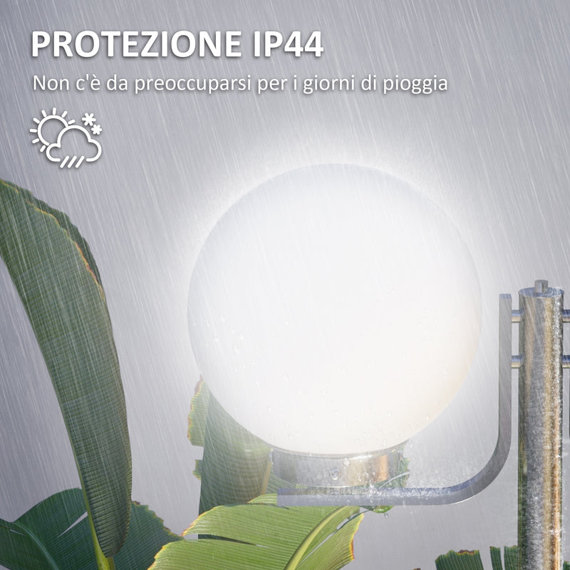 Lampione da Giardino con Paralumi a forma Sferica 63x25x210 cm in Acciaio Inox e Acrilico Argento