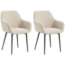 Set 2 Sedie Imbottite Stile Nordico 54x57x80 cm Tessuto Effetto Velluto Crema 