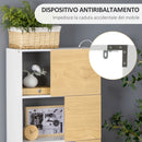 Libreria con Scaffali 5 Ripiani 63x22x166 cm in Legno e Metallo Bianco e Naturale