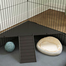 Gabbia per Animali Piccoli 2 in 1 121x61x61 cm con Coperchio Rimovibile e Sezioni Separate Nero   