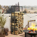 Portalegna per Camino da Interno ed Esterno Regolabile 40-65x25x100-150 cm in Metallo Nero 