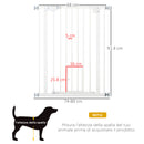 Cancelletto di Sicurezza per Cani con Porta Piccola Montaggio a Pressione Chiusura Automatica 74-80x91,4 cm Bianco
