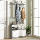 Mobile Guardaroba per Ingresso con Specchio Appendiabiti e Scarpiera Regolabile Grigio     