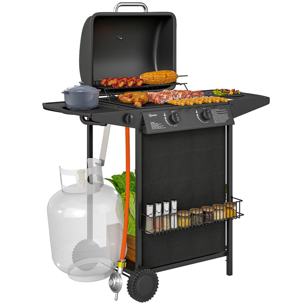 Barbecue a Gas con 3 Bruciatori Indipendenti 108x54x97 cm Coperchio con Termometro Nero acquista