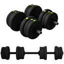 Set 2 in 1 con 2 Manubri Convertibili in Bilanciere Peso Totale 20 kg Nero    