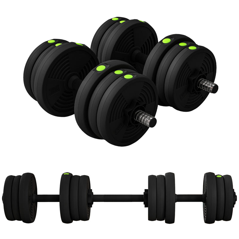 Set 2 in 1 con 2 Manubri Convertibili in Bilanciere Peso Totale 20 kg Nero    