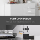 Credenza Moderna con 2 Armadietti e 2 Cassetti con Apertura a Pressione 79x36x74 cm  Bianco Lucido