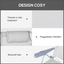 Set 2 Sedie da Campeggio Pieghevoli 62x65x80 cm Reclinabili su 6 Livelli Grigio Chiaro  