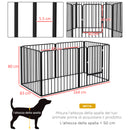 Recinto per Cani a 6 Pannelli Modulabili da Interno ed Esterno 164x83x80 cm in Acciaio Nero