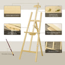 Cavalletto Treppiede da Pittura 51,5x71,5x134,5 cm in Legno di Pino Naturale   