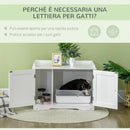 Mobile Lettiera per Gatti a 2 Ante con Divisorio Interno Regolabile 86x48x52 cm Bianco  