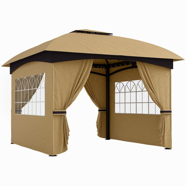 Gazebo da Giardino 335x335x285 cm Protezione UV e Tetto a 2 Livelli Beige acquista
