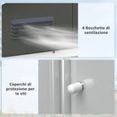 Casetta Box da Giardino con Doppia Porta Scorrevole 4 Prese d'Aria 194x110x184 cm in Acciaio Zincato Grigio 