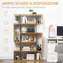 Libreria Moderna a 5 Livelli 13 Ripiani 95x25x150,5 cm in Truciolato Grigia e Color Legno