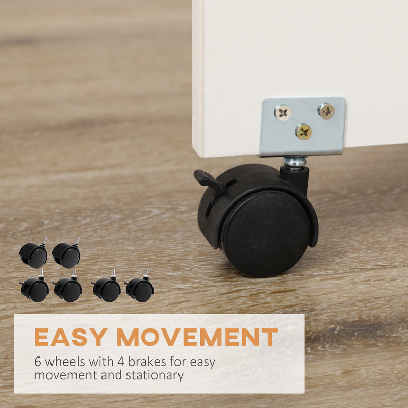 Tavolo da Cucina a Ribalta con 2 Cassetti e Armadietto ad Ante 120x80x75 cm in Truciolato Bianco