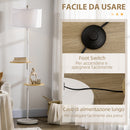 Lampada da Terra a Piantana Ø40x163 cm con 2 Mensole e Paralume in Tessuto Bianco