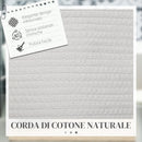 Cesto Portabiancheria Pieghevole con Manici 88L Ø56x35.5 cm in Cotone Naturale Bianco Crema 