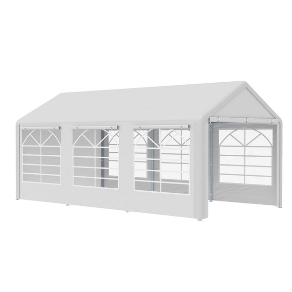 Gazebo da Giardino 600x300x280 cm 3 Stanze e Porte a Cerniera Bianco sconto