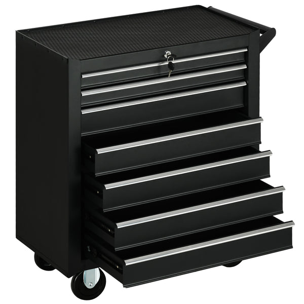 sconto Carrello Porta Utensili da Officina con 7 Cassetti Serratura con Chiavi 69x33x75 cm Nero