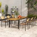 Set da Giardino con Tavolo da Pranzo Allungabile e 6 Sedie Impilabili in Acciaio e Textilene Marrone    