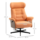 Poltrona Reclinabile e Girevole 80x84x104 cm in Microfibra Arancione