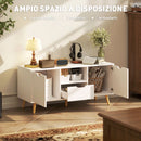Mobile TV Max 50"" con Cassetto, Ripiano Aperto e Armadietti 110x40x50 cm Bianco e Legno  