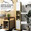Mobile a Colonna da Bagno Salvaspazio con 2 Armadietti e 2 Ripiani 30x24x170 cm Rovere e Bianco 
