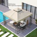 Copertura per Gazebo da Giardino 300x 300 cm Tetto Sostitutivo UPF30+ a 2 Livelli in Poliestere Crema    