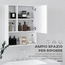 Armadietto con Specchio da Bagno con Mensole a Giorno 60x15x76cm Bianco  