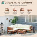 Set Salotto da Giardino con Divanetto Modulabile Cuscini e Tavolino in Legno