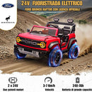 Macchina Elettrica per Bambini 24V Licenza Ford Bronco Raptor 2 Posti con Telecomando Rosso