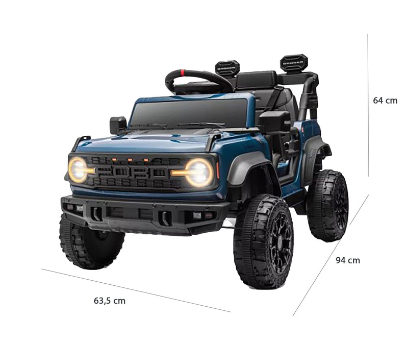 Macchina Elettrica per Bambini 12V Licenza Ford Bronco Raptor con Telecomando Blu  