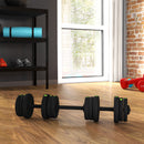 Set 2 in 1 con 2 Manubri Convertibili in Bilanciere Peso Totale 20 kg Nero    