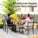 Tavolo da Giardino Rettangolare a 6 Posti 175x80x75 cm con Foro per Ombrellone in Legno e Acciaio   