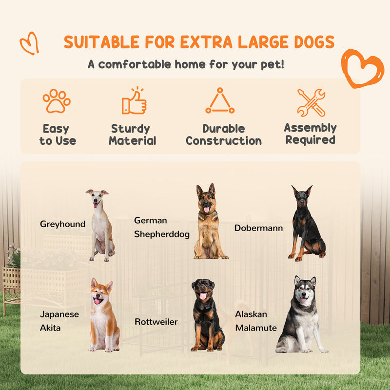 Recinto per Cani da Esterno con Tetto 239x121x183 cm in Metallo Argento