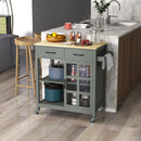 Carrello da Cucina 88,5x46x91,5 cm in Legno MDF e Vetro Grigio